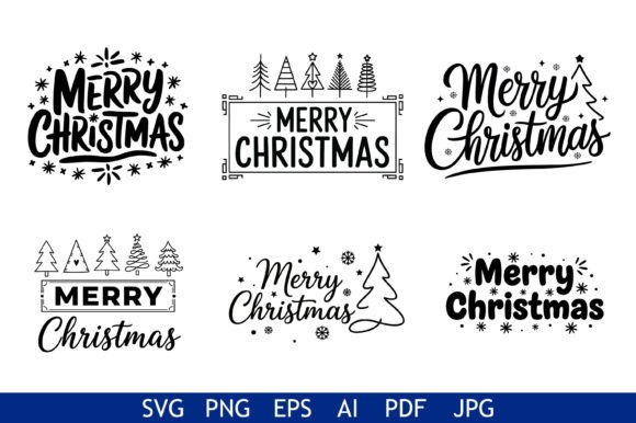Merry Christmas Typography Design Bundle: Graphics for Crafts