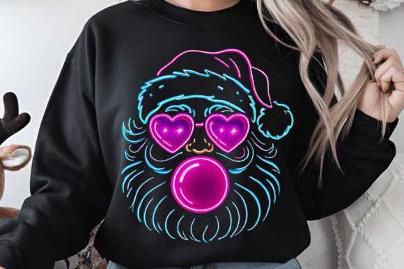 Neon Glow Retro Santa for Graphics and Crafts