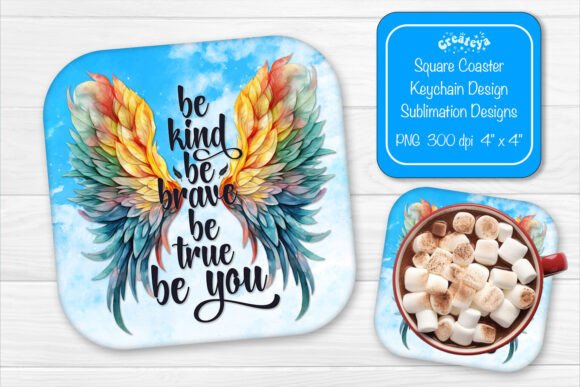 Square Coaster Be Kind Graphics for Crafts