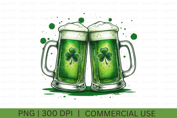 St. Patrick s Day Watercolor Beer Mugs Graphics for Crafts