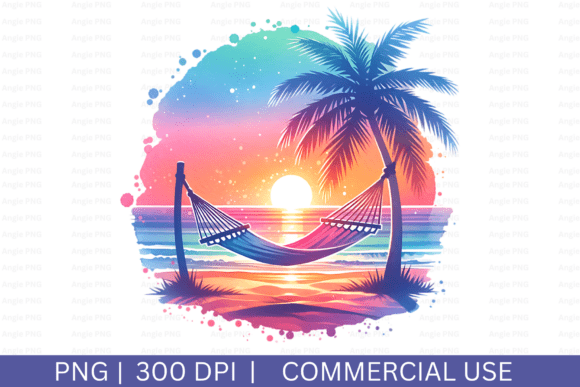 Summer Hammock on Beach Graphics for Crafts